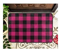 Alfombrilla De Baño Pink Buffalo Plaid Christmas Alfombra Entrada Impermeable Estera De Entrada Lavable A Máquina Felpudo por Puerta Dormitorio Interior 40X60 CM