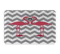 Alfombrilla De Baño Pink Flamingo Love Couple Alfombra Entrada Antideslizante Estera De Entrada Absorbente Felpudo Interior por Pasillo Puerta Exterior Entrada Casa 40X60 CM