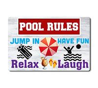 Alfombrilla De Baño Pool Rules, Welcome To Our Pool Doormats Absorbente Estera De Entrada Antideslizante Alfombra Entrada para Cocina Dormitorio Puerta Exterior 40X60 CM
