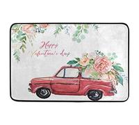 Alfombrilla De Baño Red Car Flower Bouquet Felpudo Impermeable Estera De Entrada Lavable A Máquina Alfombra Entrada por Puerta Cocina Interior 40X60 CM