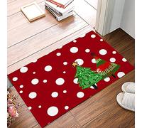 Alfombrilla De Baño Red Christmas Star Green Tree Estera De Entrada Antideslizante Doormats Atrapar Suciedad Alfombra Entrada para Puerta Exterior Entrada Casa Pasillo 40X60 CM