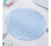 Alfombrilla de baño redonda de PVC, alfombra de ducha suave con orificios de drenaje y tazas de succión, almohadilla de masaje para pies (azul, 55 x 55 cm)