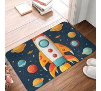 Alfombrilla De Baño Resistente Alfombra De Baño Clipart De Cohete, Nave Espacial Lavable Alfombra De Piso para Dormitorio Puerta Interior 40X60Cm