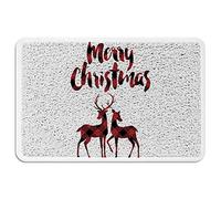 Alfombrilla De Baño Rustic Buffalo Check Plaid Christmas Reindeer Alfombra Entrada Impermeable Estera De Entrada Absorbente Felpudo Interior por Entrada Casa Pasillo Puerta Exterior 40X60 CM