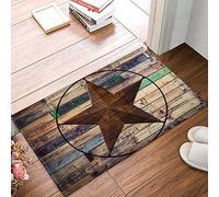 Alfombrilla De Baño Rustic Vintage Texas Star Barn Wooden Estera De Entrada Absorbente Alfombra Entrada Antideslizante Felpudo Interior por Pasillo Cocina Entrada Casa 40X60 CM