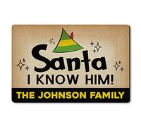 Alfombrilla De Baño Santa Santa's Coming I Know Doormats Impermeable Alfombra Entrada Atrapar Suciedad Estera De Entrada para Puerta Exterior Pasillo Cocina 40X60 CM