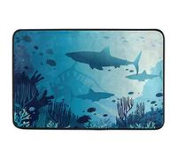 Alfombrilla De Baño Sharks Coral Reef Tropical Fishes Marine Wildlife Felpudo Lavable A Máquina Doormats Cuidado Fácil Estera De Entrada por Dormitorio Cocina Puerta 40X60 CM