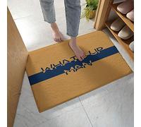 Alfombrilla De Baño Simple Blue Color Block Welcome Speech What's Up Man Felpudo Impermeable Estera De Entrada Lavable A Máquina Doormats por Cocina Dormitorio Puerta 40X60 CM
