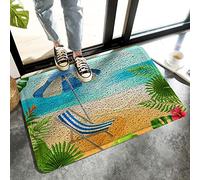 Alfombrilla De Baño Summer Holiday Chairs and Palm Trees On The Beach Picnic Doormats Antideslizante Estera De Entrada Absorbente Alfombra Entrada para Cocina Dormitorio Puerta 40X60 CM
