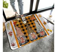 Alfombrilla De Baño Thanksgiving Fall Gnomes Pumpkin and Maple Leaves Doormats Impermeable Felpudo Lavable A Máquina Estera De Entrada para Cocina Dormitorio Puerta 40X60 CM