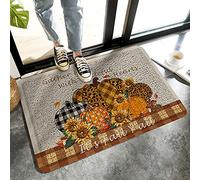 Alfombrilla De Baño Thanksgiving Harvest Pumpkin Sunflower Doormats Impermeable Felpudo Lavable A Máquina Estera De Entrada por Puerta Interior Cocina 40X60 CM