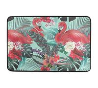 Alfombrilla De Baño Tropical Flamingo Flowers Plam Flower Doormats Lavable A Máquina Alfombra Entrada Impermeable Estera De Entrada por Cocina Dormitorio Puerta 40X60 CM