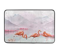 Alfombrilla De Baño Tropical Flamingo Flowers Swans In The Lake Doormats Antideslizante Felpudo Absorbente Estera De Entrada por Cocina Dormitorio Puerta 40X60 CM