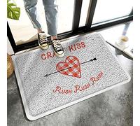 Alfombrilla De Baño Valenine'S Day Red Plaid Heart Arrow Crazy Kiss Doormats Antideslizante Felpudo Lavable A Máquina Estera De Entrada por Cocina Dormitorio Puerta 40X60 CM