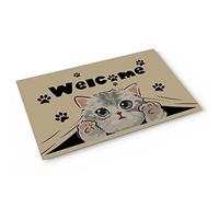 Alfombrilla De Baño Vintage Cute Cat Alfombra Entrada Lavable Estera De Entrada Absorbente Felpudo para Puerta Exterior Cocina Entrada Casa 40X60 CM