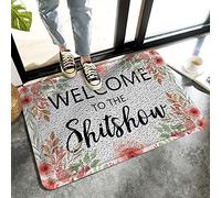 Alfombrilla De Baño Watercolour Flower Welcome To Shitshow Felpudo Lavable A Máquina Alfombra Entrada Cuidado Fácil Estera De Entrada por Interior Cocina Dormitorio 40X60 CM
