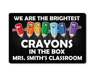 Alfombrilla De Baño We Are The Brightest Crayons In The Box, Personalized Custom Name Teacher Alfombra Entrada Antideslizante Estera De Entrada Lavable Felpudo para Cocina Puerta 40X60 CM