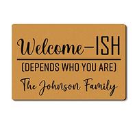 Alfombrilla De Baño Welcome-Ish Depends Who You Are Doormats Absorbente Estera De Entrada Atrapar Suciedad Alfombra Entrada para Cocina Pasillo Puerta Exterior 40X60 CM