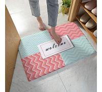 Alfombrilla De Baño Welcome Red Green Stripe Design Alfombra Entrada Cuidado Fácil Estera De Entrada Absorbente Felpudo por Interior Dormitorio Puerta 40X60 CM