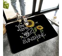 Alfombrilla De Baño You Are My Sunshine Sunflower Bee, Rural Style Black Background Alfombra Entrada Cuidado Fácil Doormats Absorbente Estera De Entrada por Dormitorio Puerta Interior 40X60 CM