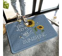 Alfombrilla De Baño You Are My Sunshine Sunflower Bee, Rural Style Blue Background Estera De Entrada Impermeable Felpudo Lavable A Máquina Alfombra Entrada por Puerta Interior 40X60 CM