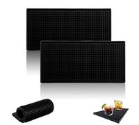 Alfombrilla De Bar,2 Piezas Alfombra De Servicio De Goma Negras 15 * 30CM Protector de Fregadero Tapete Escurridor para Cocinas,Cafeterías,Bares,Hoteles y Restaurantes