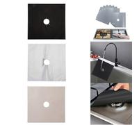 Alfombrilla de cocina de gas, fácil de quitar y limpiar, resistente a altas temperaturas, apta para todas las cocinas (plata)