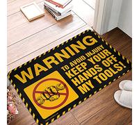 Alfombrilla de cocina estrecha para baño y cocina, para exteriores, advertencia para evitar lesiones, mantén tus manos fuera de mis herramientas. | Diseñador/ducha antideslizante - Alfombra de