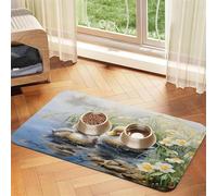 Alfombrilla de comida para mascotas Two Ducks in The Water de 23.6 x 15.7 pulgadas, absorbente, antideslizante, de piel sintética, para perros, gatos, parte inferior de goma, de secado rápido, mantel