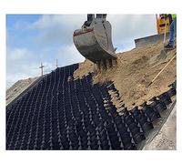 Alfombrilla de control de erosión de la rejilla del suelo, rejilla de grava de polietileno duradera para pistas de calzadas y reparaciones de carreteras, 5 x 10 m (10 cm de altura) para prevención de