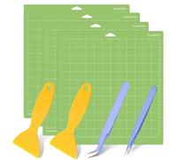 Alfombrilla de corte, 4 alfombrillas de corte para Cricut Maker de 12 x 12 pulgadas, adhesivas, antideslizantes, de repuesto, alfombrillas de corte para manualidades con 2 pinzas y 2 raspadores para