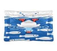 Alfombrilla de dormir lavable con diseño de pato blanco de dibujos animados, suave, antideslizante, para perros grandes, jumbo, medianos y pequeños, 36 x 24 pulgadas