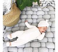 Alfombrilla de dormir para bebés de felpa con nudo, alfombra cuadrada de algodón suave para bebés, decoración de habitación de guardería de moda para bebés y niños pequeños (Grey)