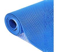 Alfombrilla de drenaje antideslizante para uso en interiores y exteriores, rollo de alfombra de PVC (azul, 90 x 450 cm), impermeable, fácil de limpiar, antideslizante para mayor seguridad y comodidad