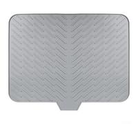 Alfombrilla de drenaje de silicona para fregadero de cocina, 58 x 43 cm, alfombrilla grande para secar platos con diseño inclinado para drenaje de agua, resistente al calor y apto para lavavajillas