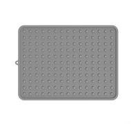 Alfombrilla de drenaje de silicona para vajilla de cocina, antideslizante y resistente al calor, cuenta con diseño de secado rápido y ahorro de espacio (gris)