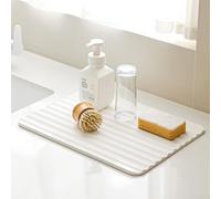 Alfombrilla de drenaje para cocina, súper absorbente, antideslizante, escurridor de platos, tapete de cocina antideslizante para secar, 40 x 30 x 2 cm (blanco)