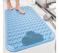 Alfombrilla de ducha, Alfombrillas De Bañera Material,Área Masaje Pies,Alfombras Baño Tacto Suave,Lavables A Máquina,para Pisos Ducha, Y(Blue,90x60cm)