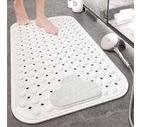 Alfombrilla de Ducha, Alfombrillas De Bañera Material,Área Masaje Pies,Alfombras Baño Tacto Suave,Lavables A Máquina,para Pisos Ducha, Y(White,120x80cm)