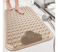 Alfombrilla de Ducha, Alfombrillas De Bañera Material,Área Masaje Pies,Alfombras Baño Tacto Suave,Lavables A Máquina,para Pisos Ducha, Y(Khaki,90x60cm)