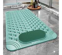 Alfombrilla de Ducha, Alfombrillas de Ducha en el Interior la, con ventosas Antideslizantes, Masaje pies, diseño Moderno, for Pisos, bañera y baño(Green,Width 50CM*Length 80CM)