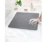 Alfombrilla de Ducha Antideslizante, 53x53cm Alfombra de Bañera Antideslizante de Lufa Suave con Orificios de Drenaje, Alfombra Ducha para Baño y Zonas Húmedas (Gris)