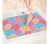 Alfombrilla de ducha antideslizante de lufa cómoda y suave con agujero de drenaje, lavable y de secado rápido, pies de masaje (rojo, naranja, morado, azul, 120 x 200 cm)