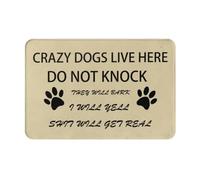 Alfombrilla De Ducha Atrapar Suciedad Alfombra De Baño Aquí Viven Perros Locos. No Llames. Antideslizante Alfombra Entrada para Interior Decorativa Pasillo 40X60Cm