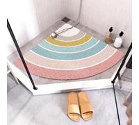 Alfombrilla de ducha de esquina, alfombras de baño curvadas para ducha interior, alfombra de baño antideslizante para zona húmeda (rosa, 45 x 45 cm)