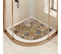 Alfombrilla de ducha de esquina antideslizante - Alfombrilla de baño curvada antimoho, drenaje (marrón, 60 x 60 cm)