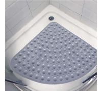 Alfombrilla de ducha de esquina antideslizante antimoho, cuadrante curvado, con orificios de drenaje y ventosas, para baño, hotel, 65 x 65 cm