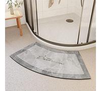 Alfombrilla de ducha de esquina de secado rápido, antideslizante, curvada, para ducha circular, suave, absorbente, alfombra de sector para baño, alfombrilla cómoda, color gris