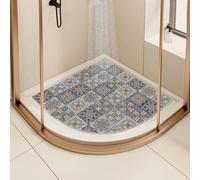 Alfombrilla de ducha de esquina para ducha interior, antideslizante, antimoho, alfombra de baño de lufa, alfombra de baño de cuadrante curvado para baño, zona húmeda con drenaje (azul marino, 90 x 90
