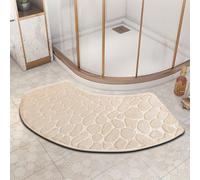 Alfombrilla de ducha de esquina para ducha interior, tapetes curvados en forma de abanico para el suelo del baño, tapete de baño suave antideslizante, tapete de baño absorbente (beige, 30 x 60 x 100